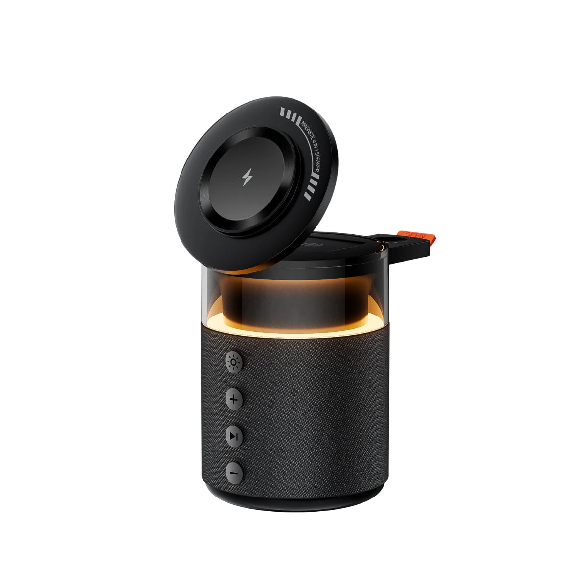 Station de charge sans fil magnétique 5-en-1 – Charge Rapide iPhone, Apple Watch & AirPods avec Haut-Parleur Bluetooth et Veilleuse LED