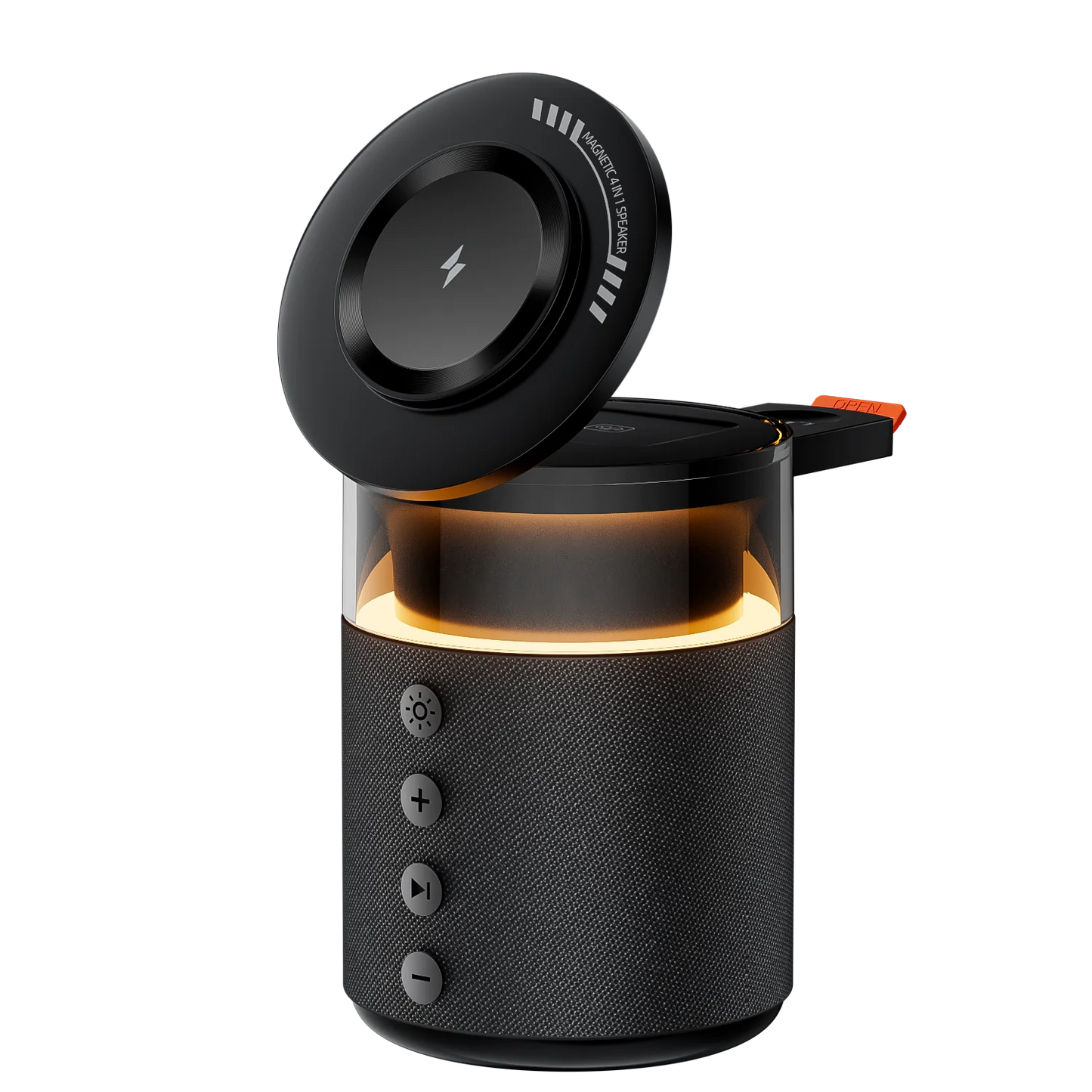 Station de charge sans fil magnétique 5-en-1 – Charge Rapide iPhone, Apple Watch & AirPods avec Haut-Parleur Bluetooth et Veilleuse LED