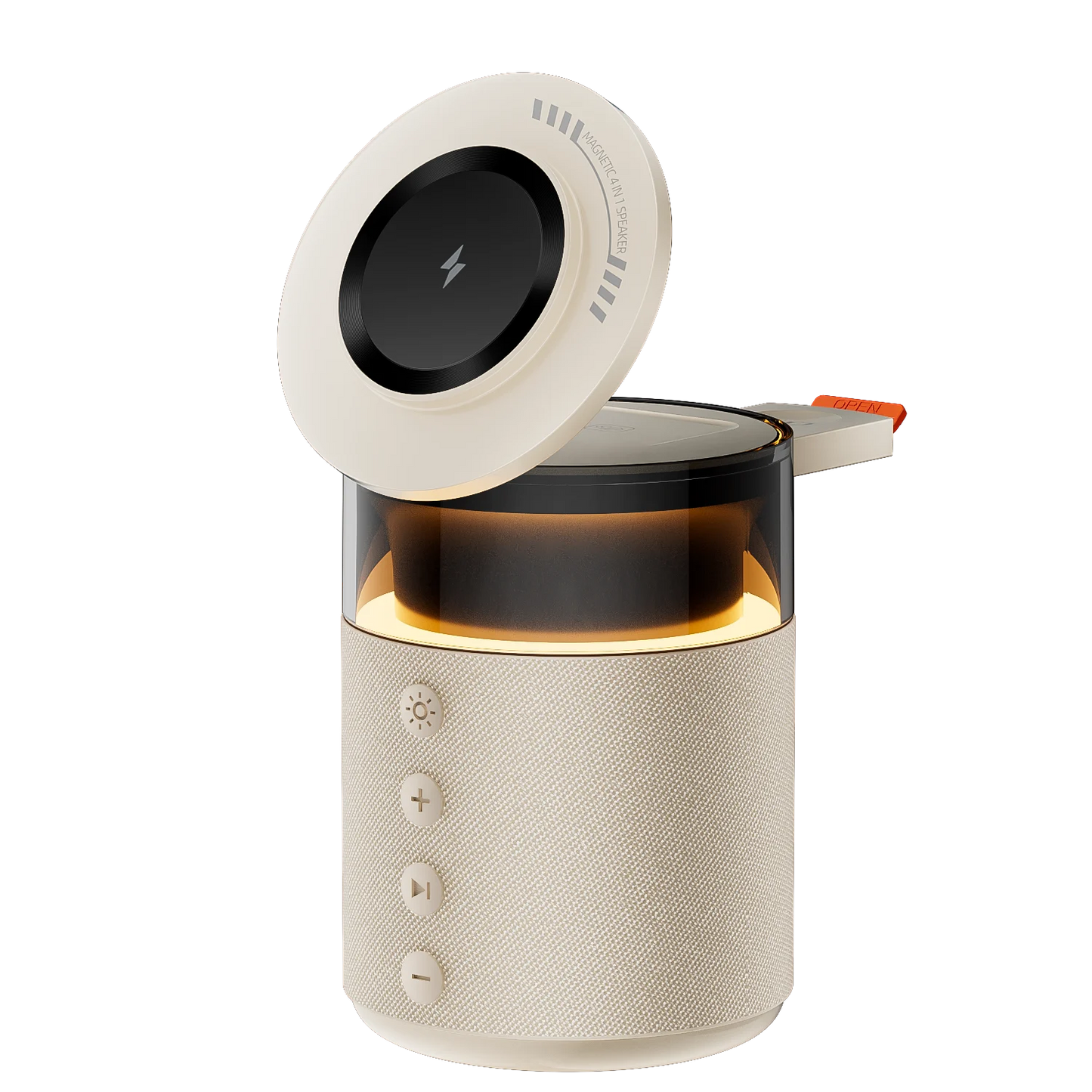 Station de charge sans fil magnétique 5-en-1 – Charge Rapide iPhone, Apple Watch & AirPods avec Haut-Parleur Bluetooth et Veilleuse LED